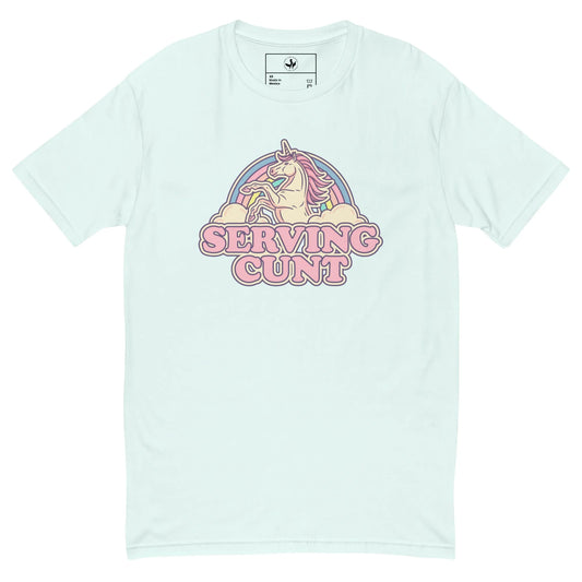 Serving Cunt Men’s Fitted T-Shirt, Pink Unicorn, Anne Lesniak, Rebel Girl Rampage
