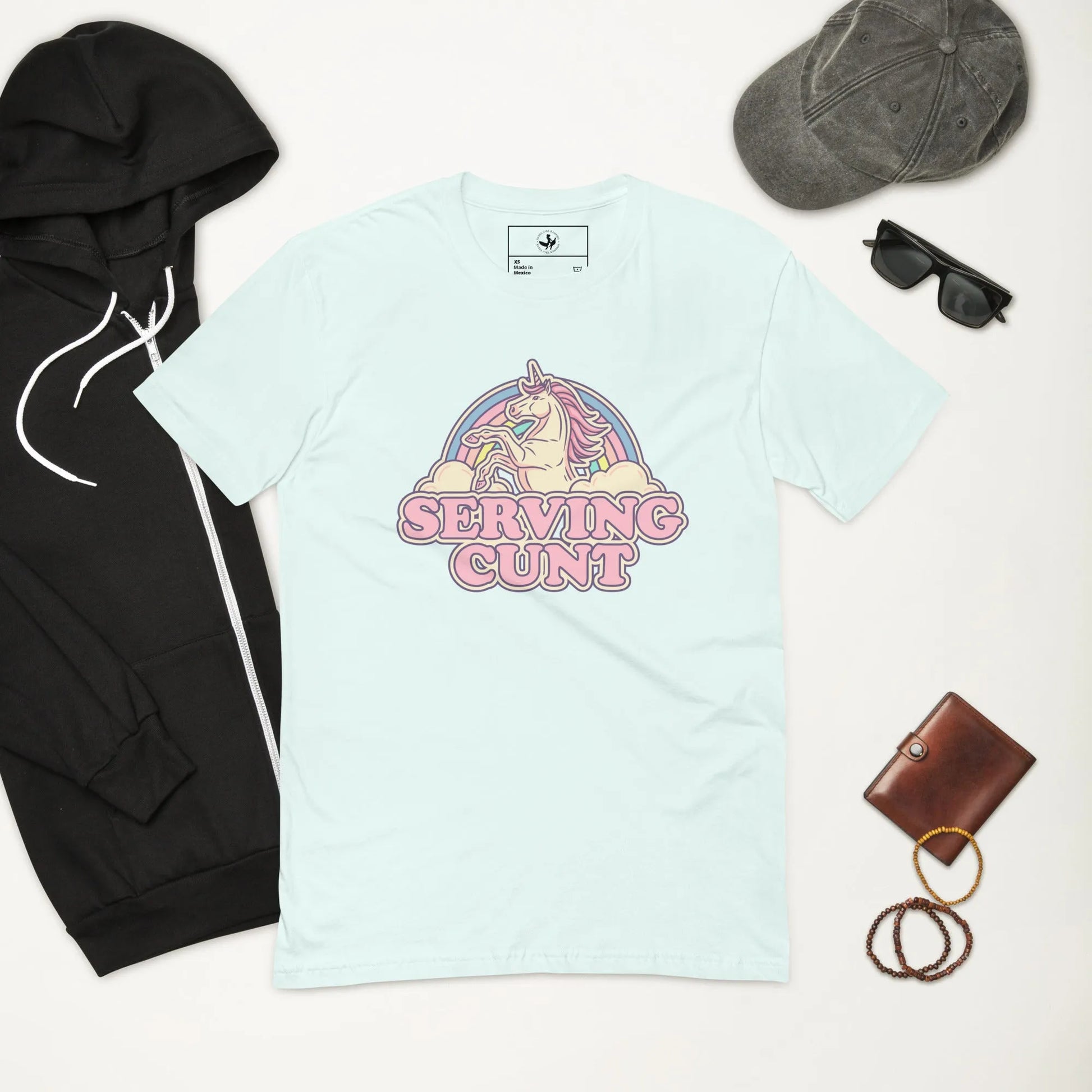 Serving Cunt Men’s Fitted T-Shirt, Pink Unicorn, Anne Lesniak, Rebel Girl Rampage
