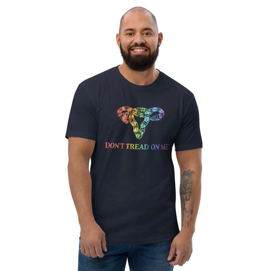 Don’t Tread On Me Rainbow Uterus Men's T-Shirt, LGBTQ Pride, Anne Lesniak, Rebel Girl Rampage