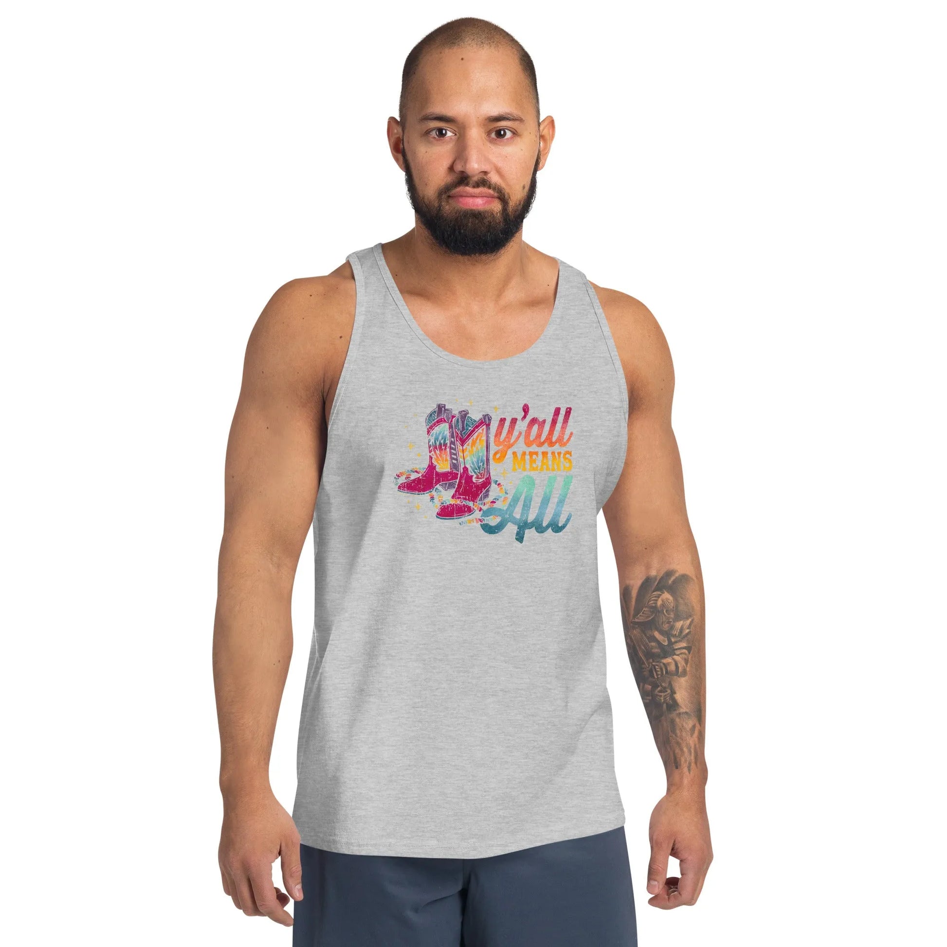 Y’all Means All Rainbow Boots Men's Tank Top