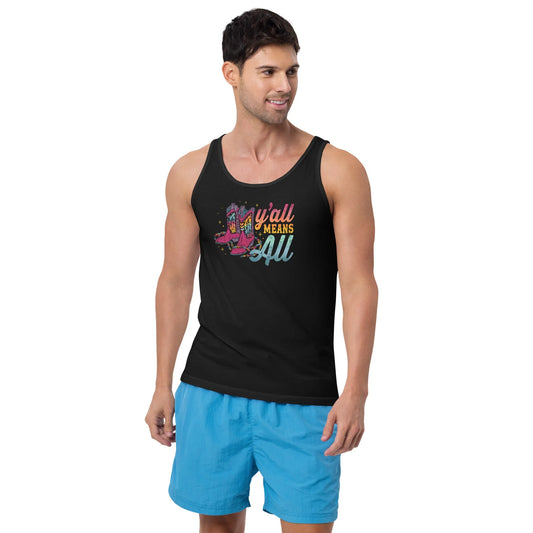 Y’all Means All Rainbow cowboy boots Men's Pride LGBTQ Tank Top