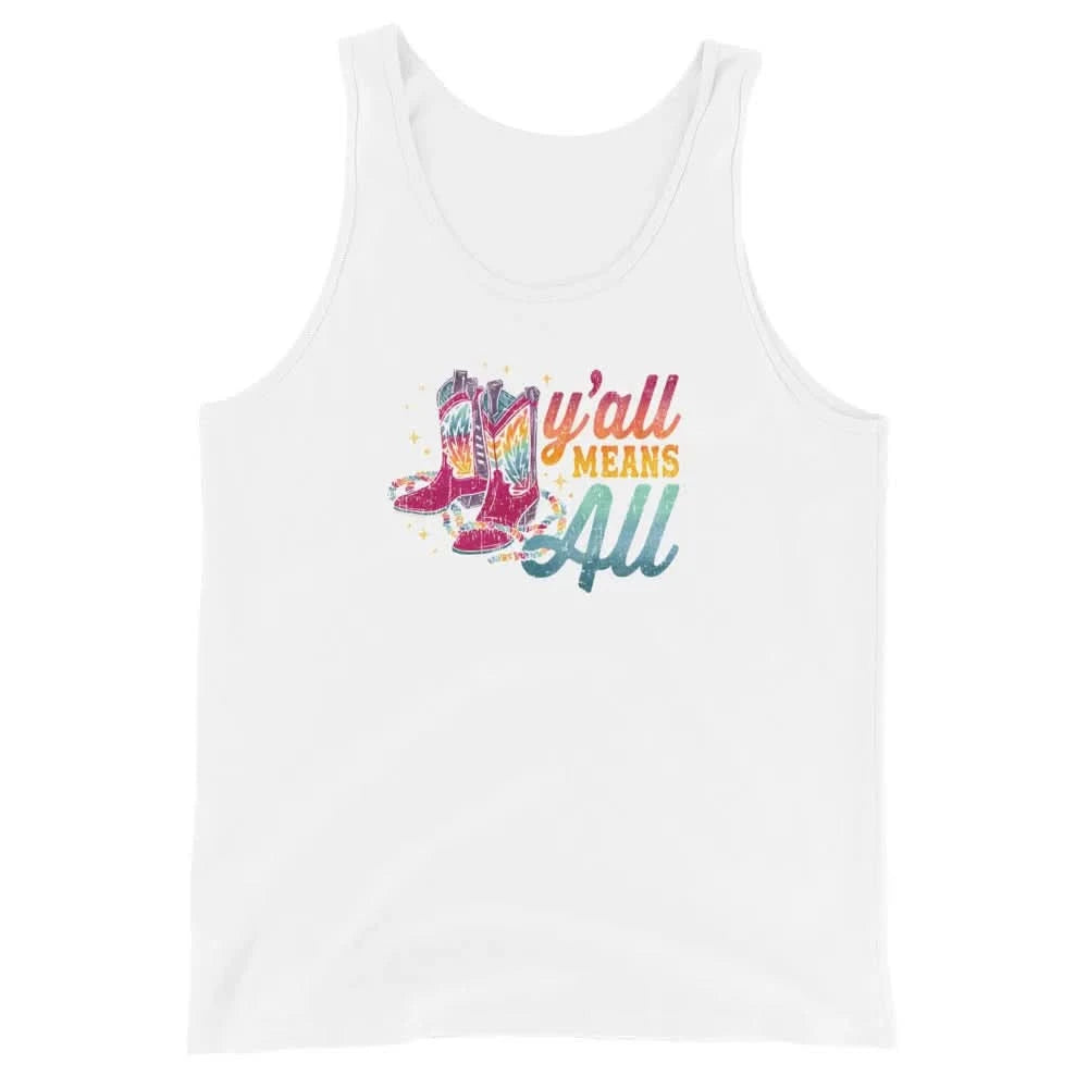 Y’all Means All Rainbow Boots Men's Tank Top, equality, lqbtq rights, inclusivity, Rebel Girl Rampage