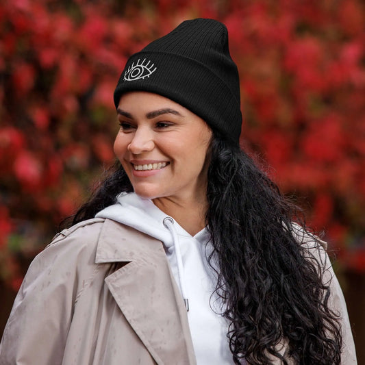 Organic Third Eye metaphysical Ribbed witchy magical Beanie Winter Hat, Rebel Girl Rampage