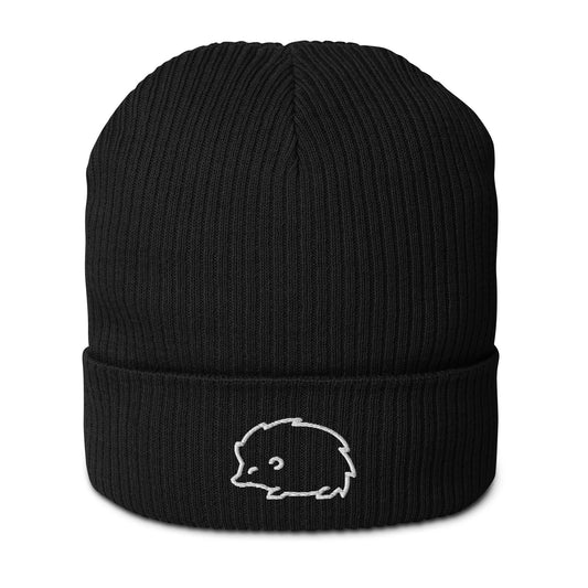 Hedgehog embroidered organic beanie, winter hat, cute and cozy, Rebel Girl Rampage