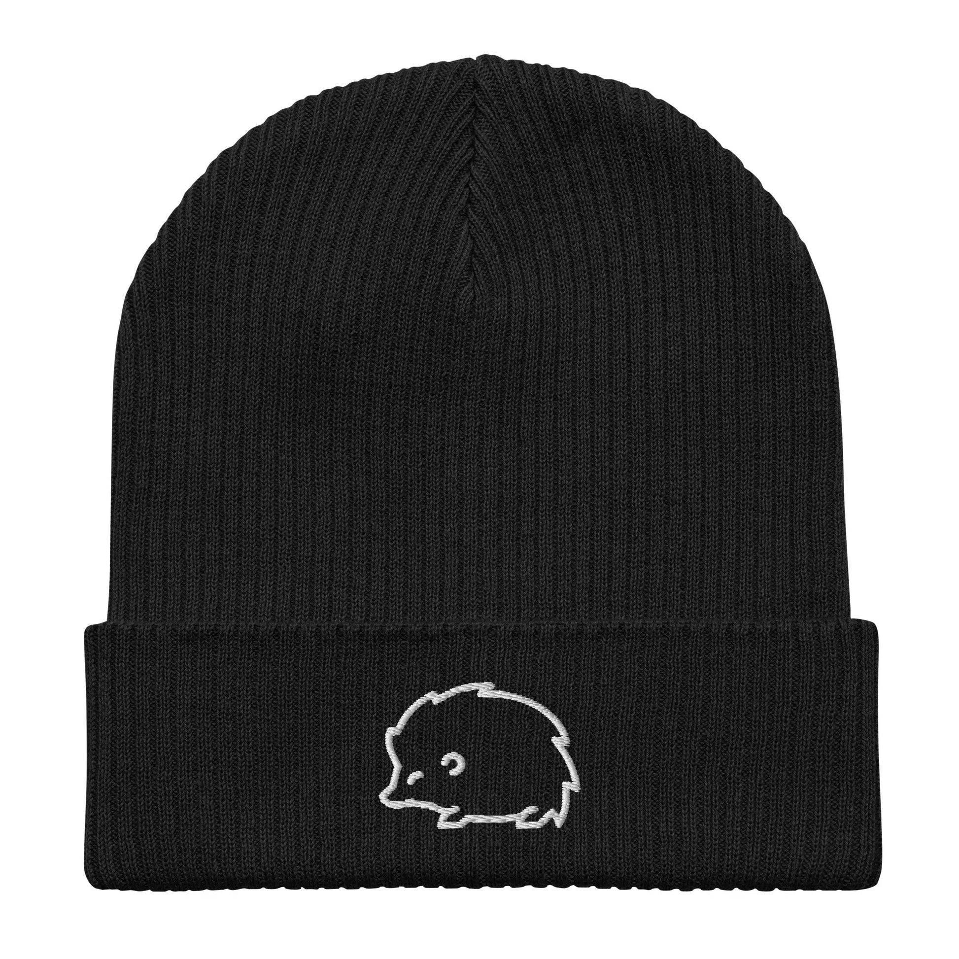 Hedgehog embroidered organic beanie, winter hat, cute and cozy, Rebel Girl Rampage