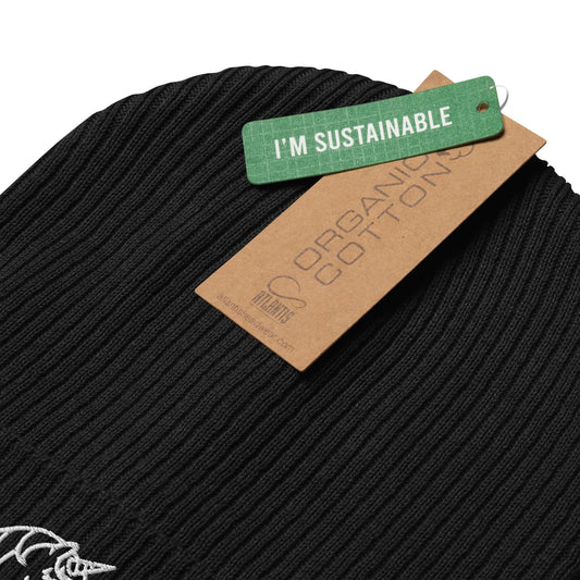 Embroidered unicorn art on an organic beanie, whimsical, magical, fun, Rebel Girl Rampage