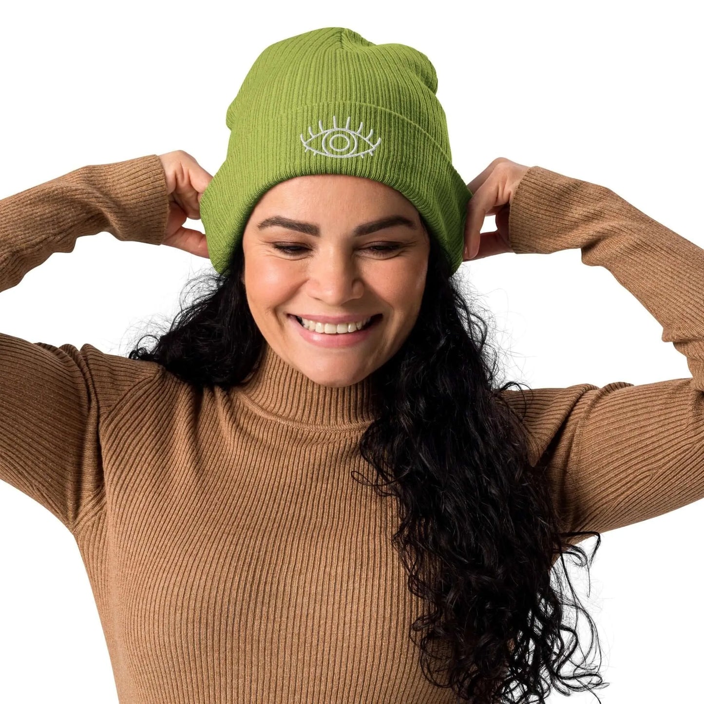 Organic Third Eye metaphysical Ribbed witchy magical Beanie Winter Hat, Rebel Girl Rampage