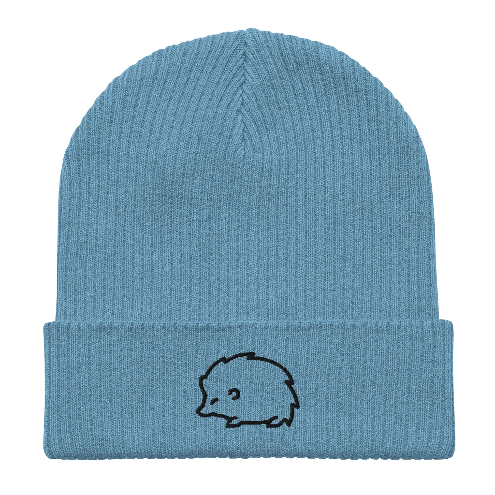 Hedgehog embroidered organic beanie, winter hat, cute and cozy, Rebel Girl Rampage