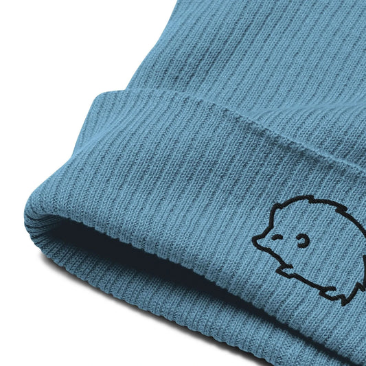 Hedgehog embroidered organic beanie, winter hat, cute and cozy, Rebel Girl Rampage