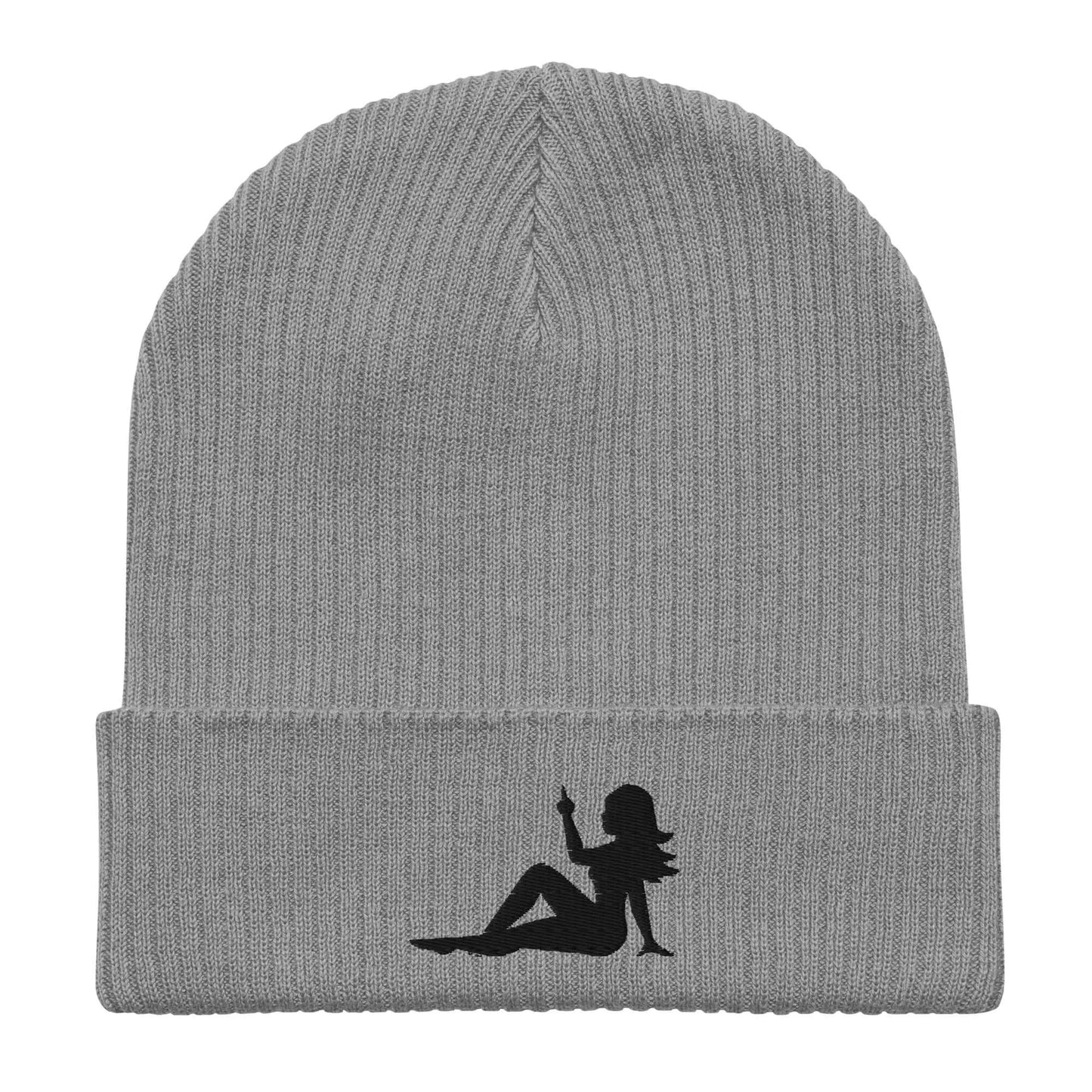 Mud Flap Chick Middle Finger embroidered organic eco friendly sustainable women rights beanie winter pro abortion hat Rebel Girl Rampage