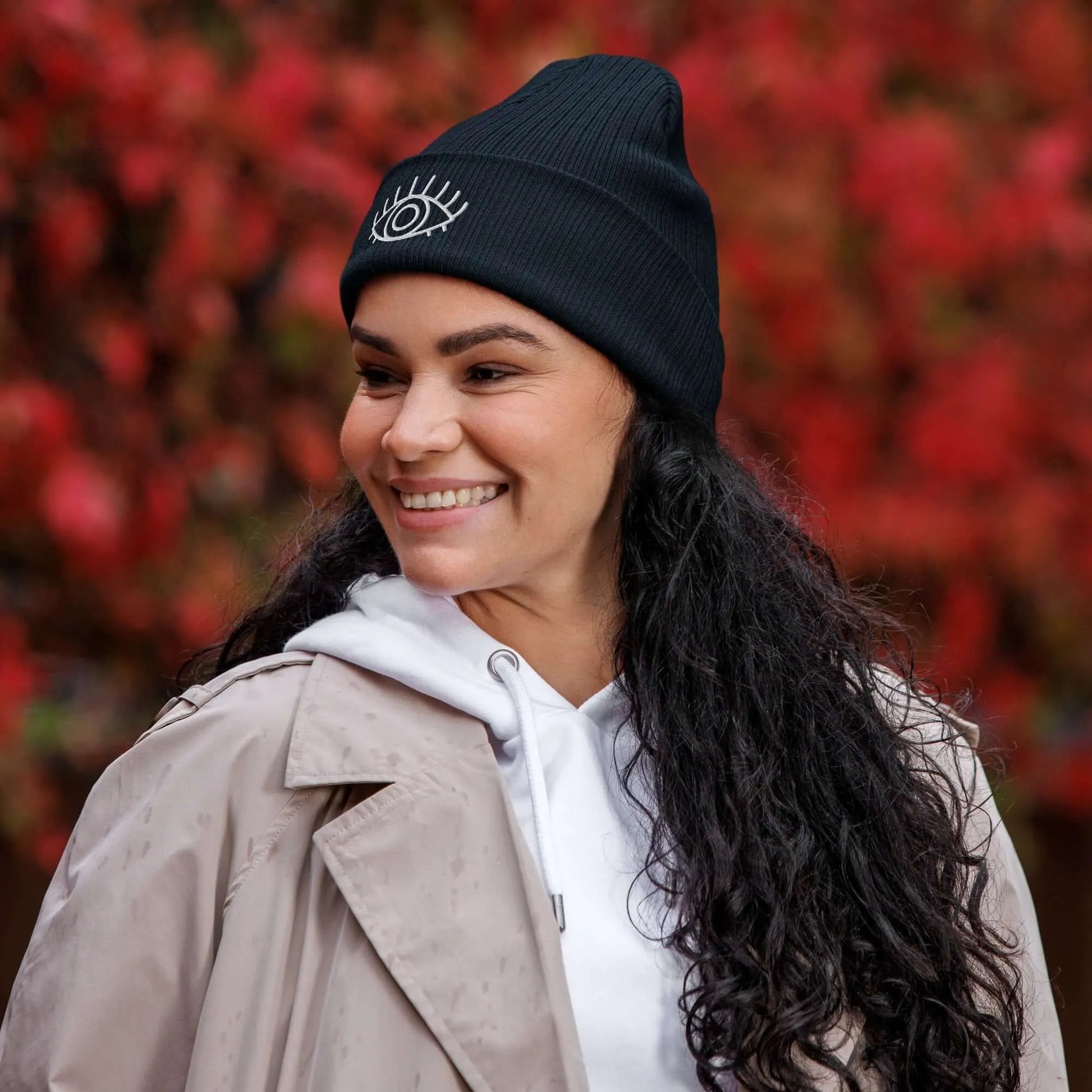 Organic Third Eye metaphysical Ribbed witchy magical Beanie Winter Hat, Rebel Girl Rampage