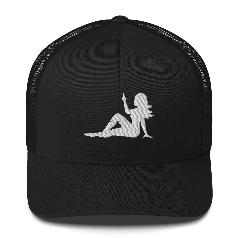 Mudflap Girl Pinup Girl Feminist Empowerment middle finger retro vintage trucker hat cap