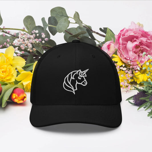 Unicorn Retro Trucker Cap, Hats, Whimsy, Rebel Girl Rampage, Pets, Rebel Girl Rampage