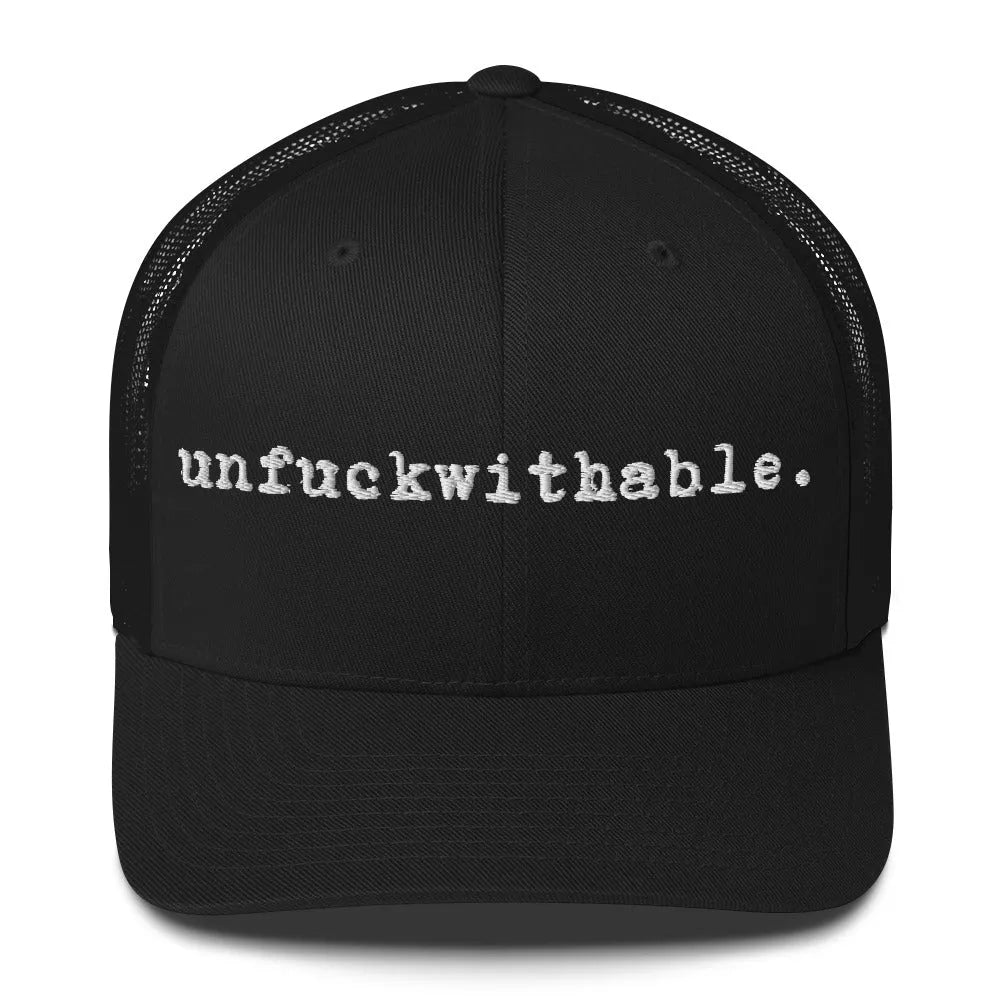 unf*ckwithable. Retro Trucker Cap, Don't mess with me, resilient, funny, goofy, positive mindset,Rebel Girl Rampage