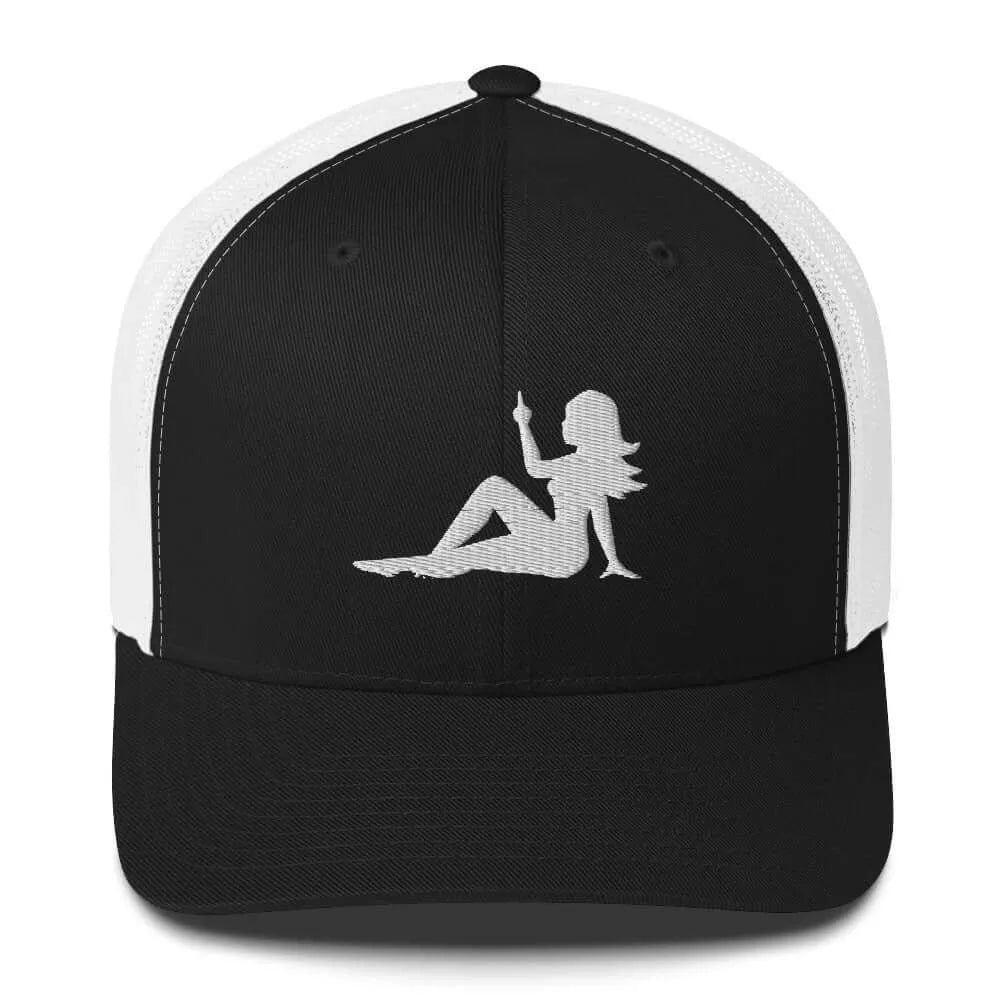 Mudflap Girl Pinup Girl Feminist Empowerment middle finger retro vintage trucker hat cap
