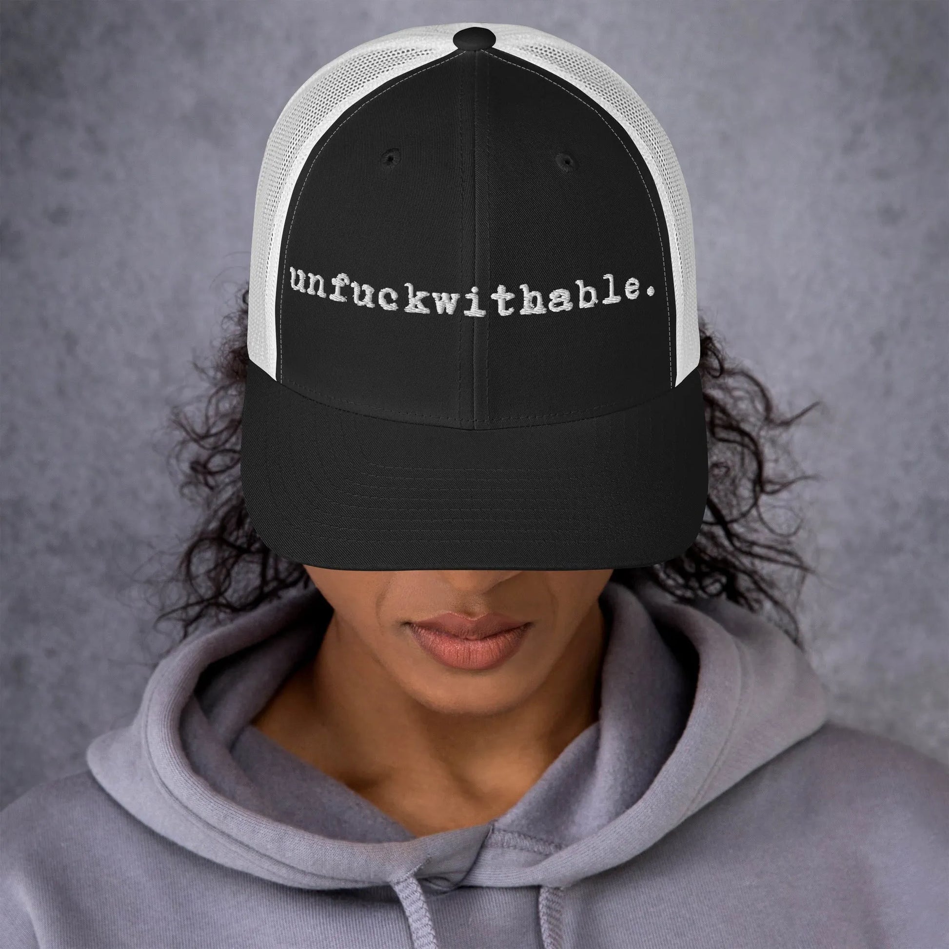 unf*ckwithable. Retro Trucker Cap, Don't mess with me, resilient, funny, goofy, positive mindset,Rebel Girl Rampage