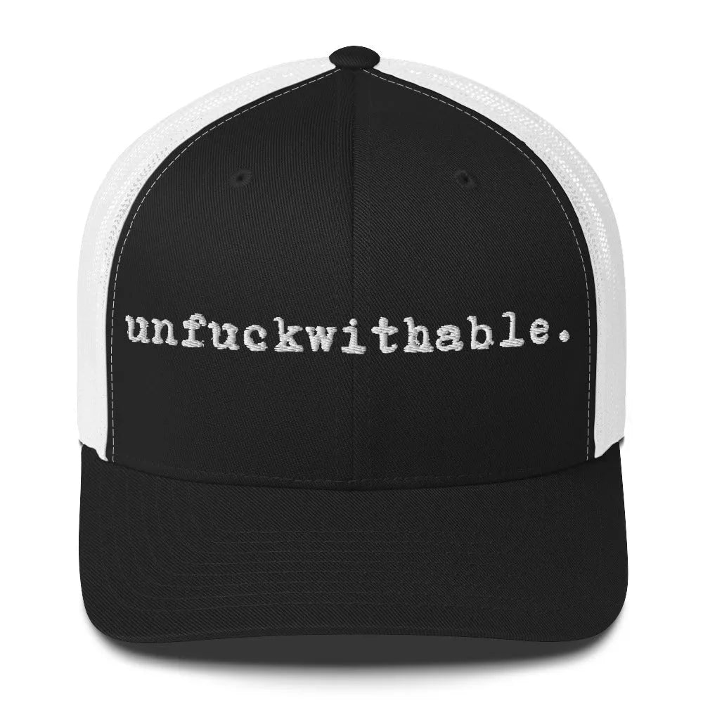 unf*ckwithable. Retro Trucker Cap, Don't mess with me, resilient, funny, goofy, positive mindset,Rebel Girl Rampage