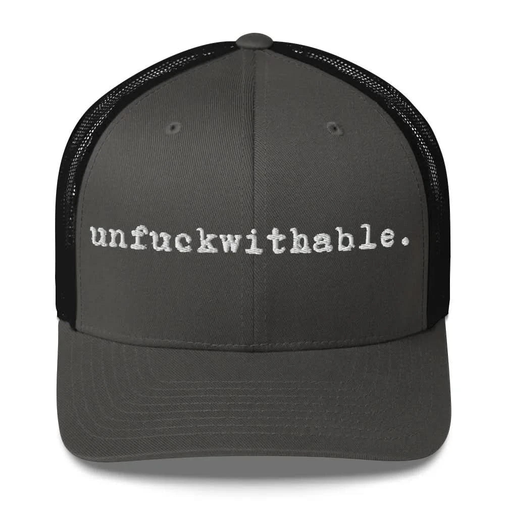 unf*ckwithable. Retro Trucker Cap, Don't mess with me, resilient, funny, goofy, positive mindset, Rebel Girl Rampage