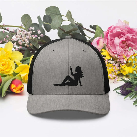 Mudflap Girl Pinup Girl Feminist Empowerment middle finger retro vintage trucker hat cap