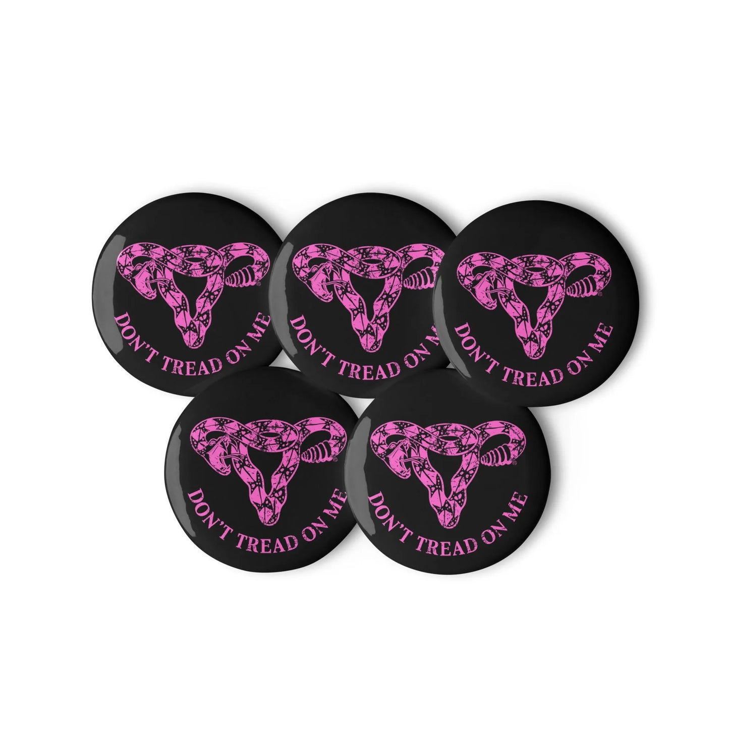 Don’t Tread On Me Uterus Pink Pinback Button Set