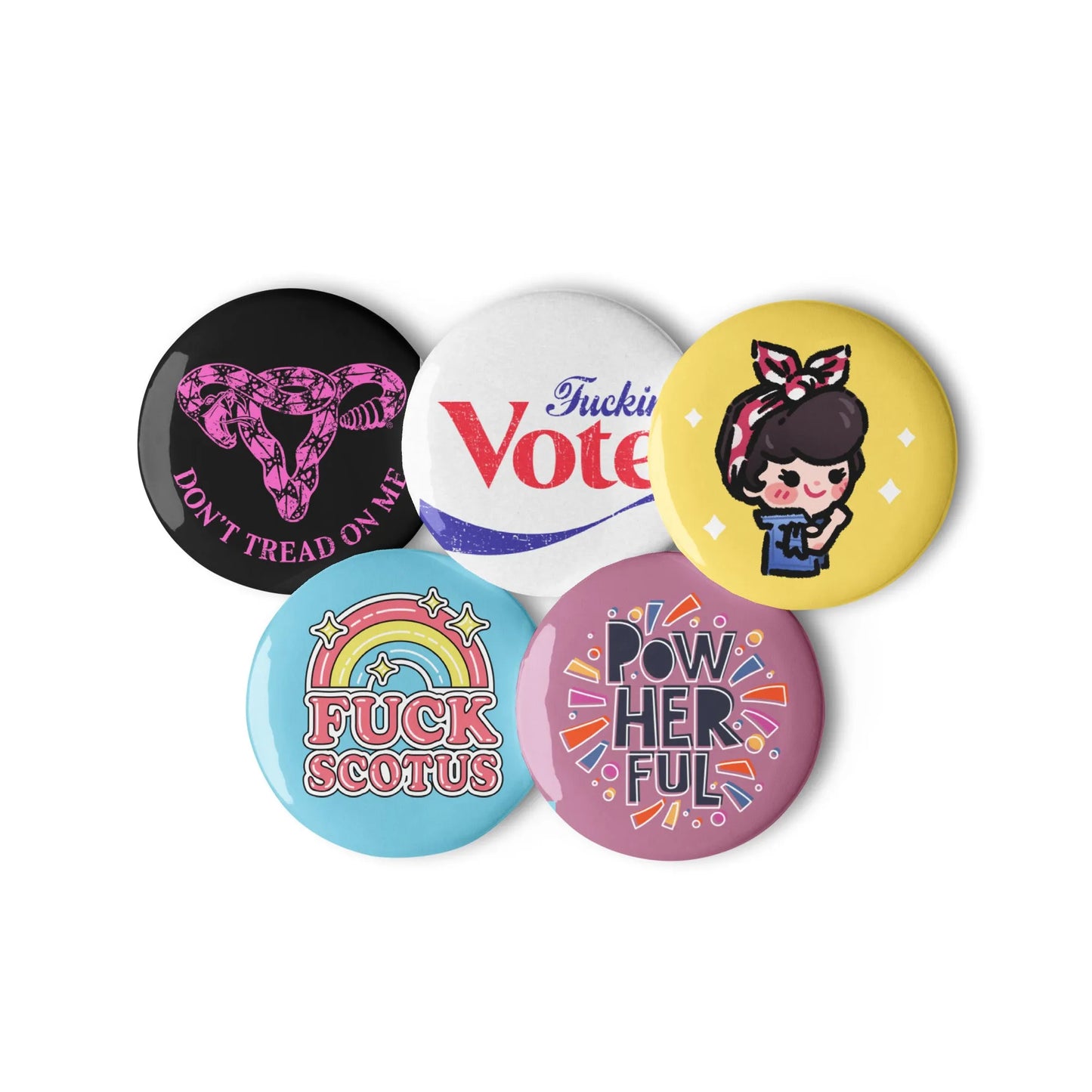 Feisty Feminist Pinback Button Set