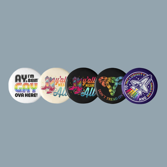 Pride Pinback Button Set  LGBTQ Rainbow
