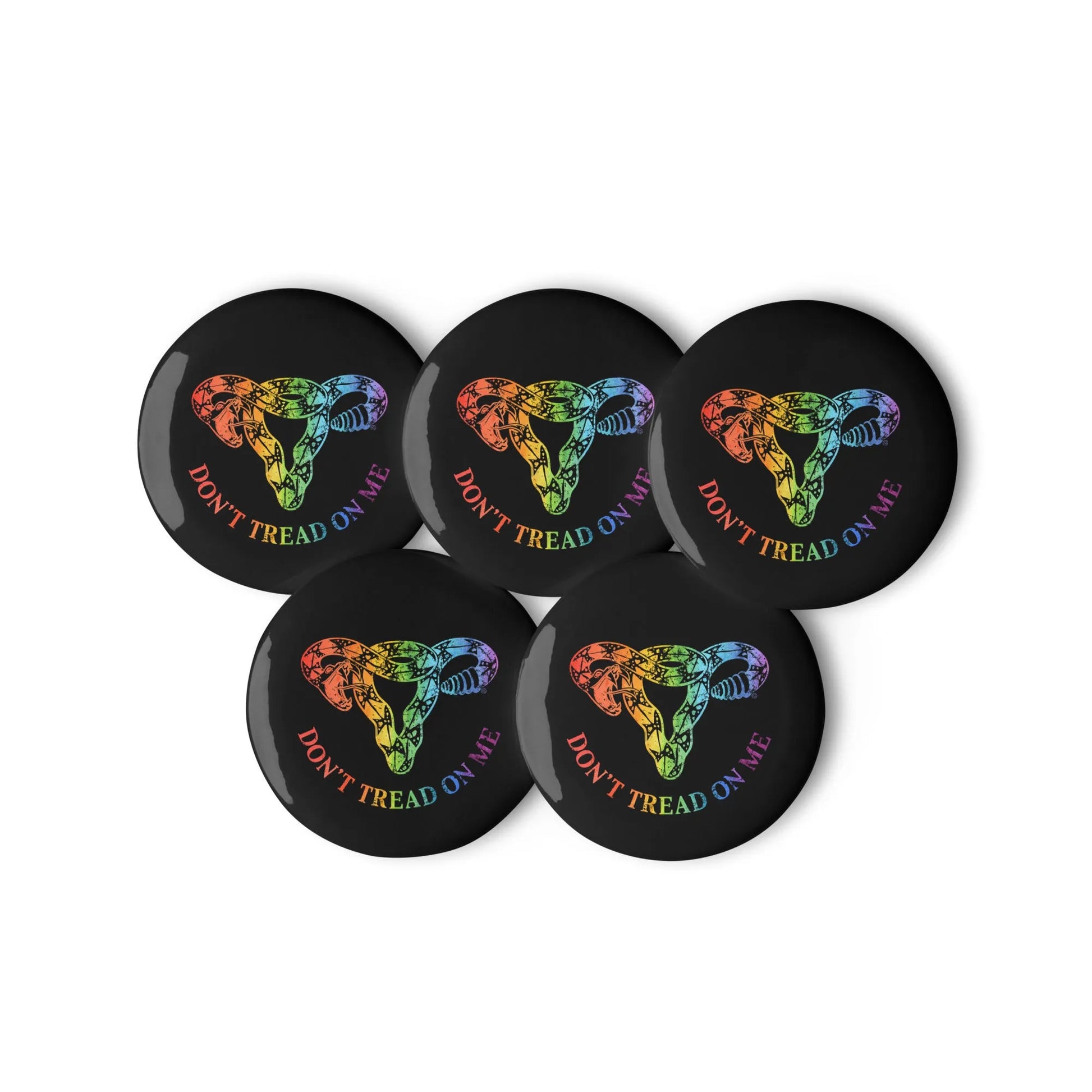 Don’t Tread On Me Rainbow Uterus Pride Pinback Button Set