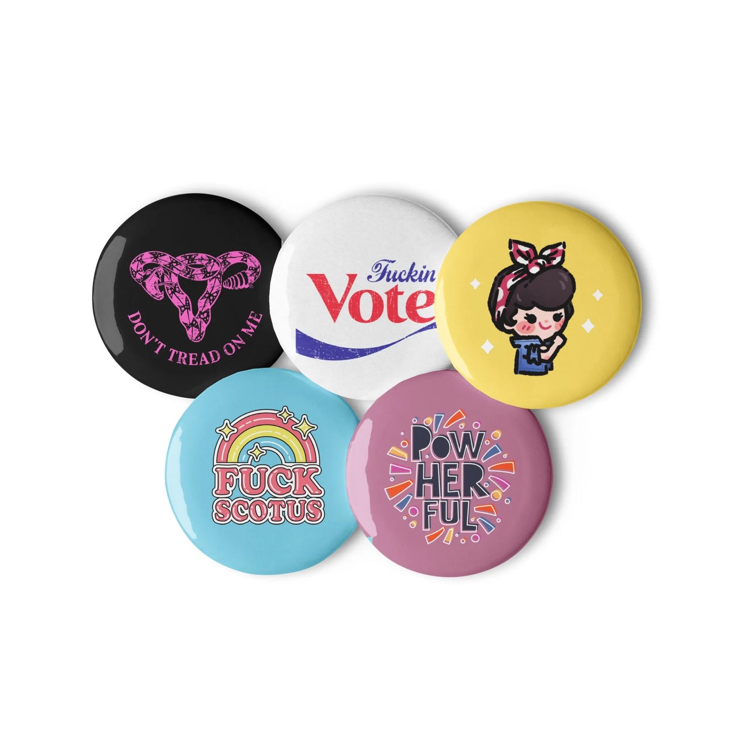 Feisty Feminist Pinback Button Set