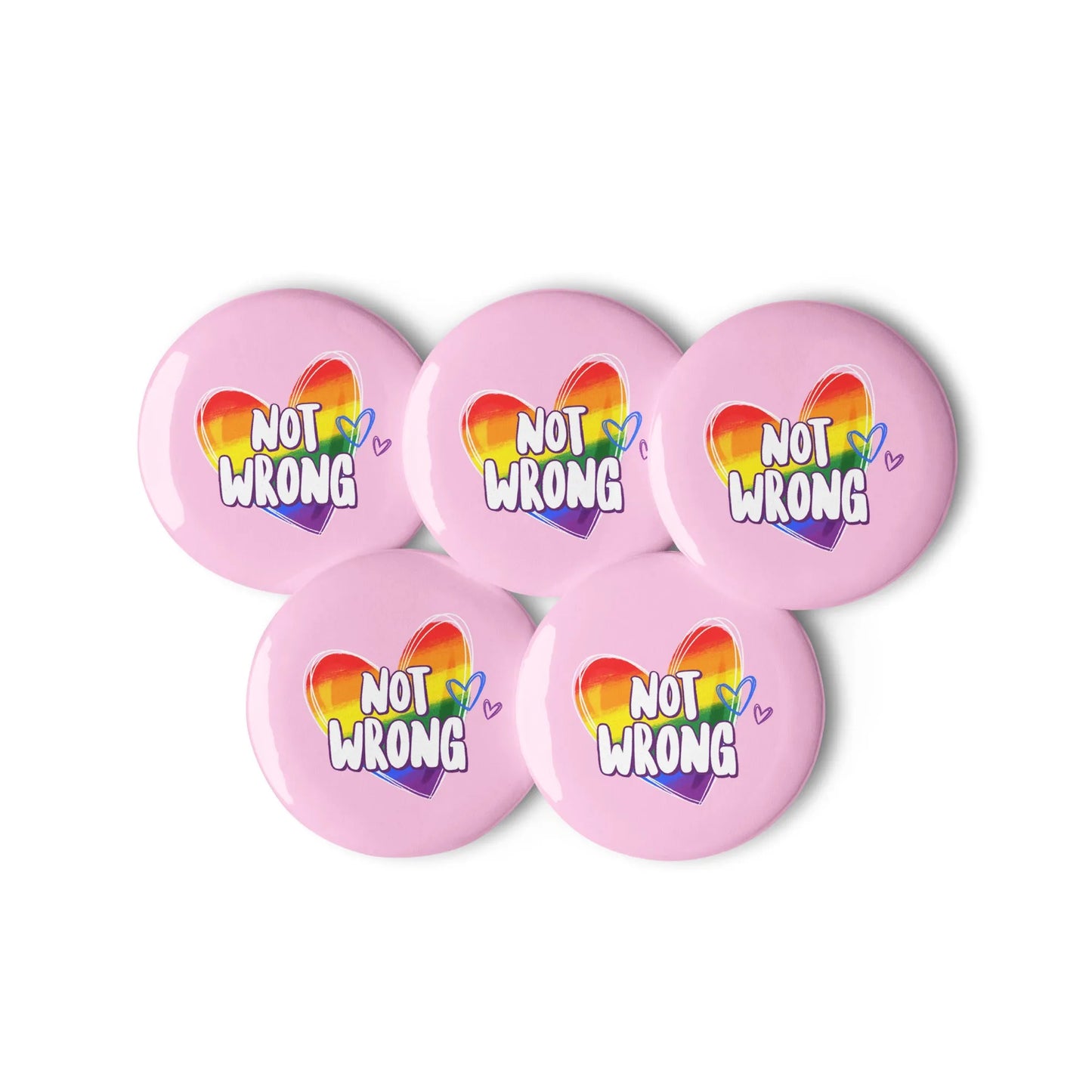 Not Wrong Pride Heart Pinback Button Set