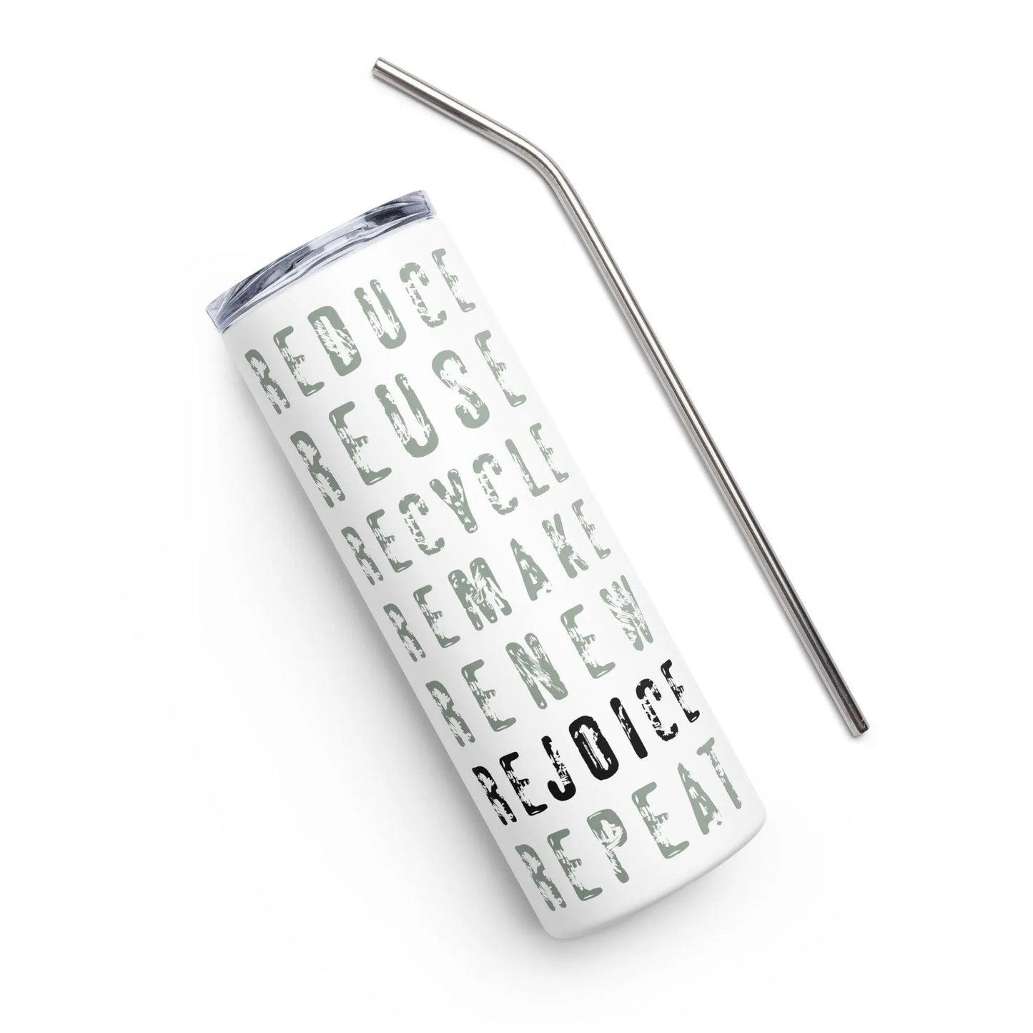 Reduce Reuse Recycle Eco Friendly Stainless steel tumbler with metal straw Rebel Girl Rampage