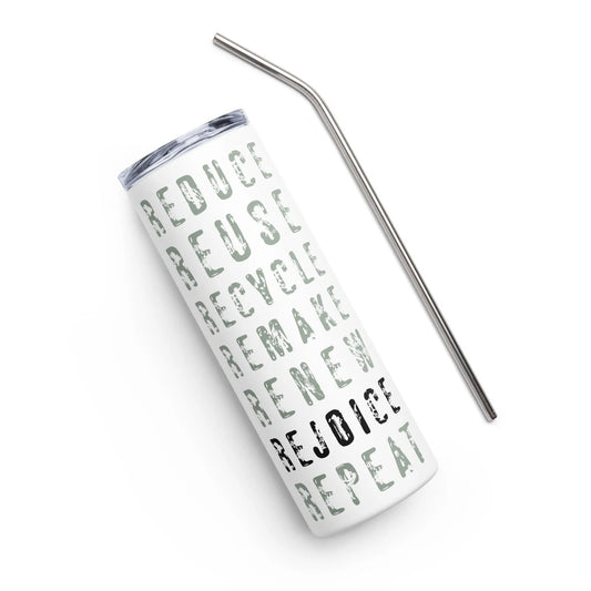 Reduce Reuse Recycle Eco Friendly Stainless steel tumbler with metal straw Rebel Girl Rampage