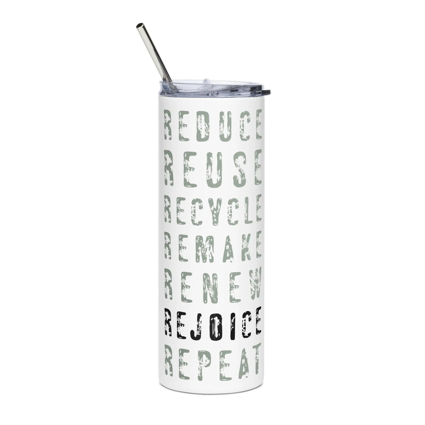Reduce Reuse Recycle Eco Friendly Stainless steel tumbler with metal straw Rebel Girl Rampage