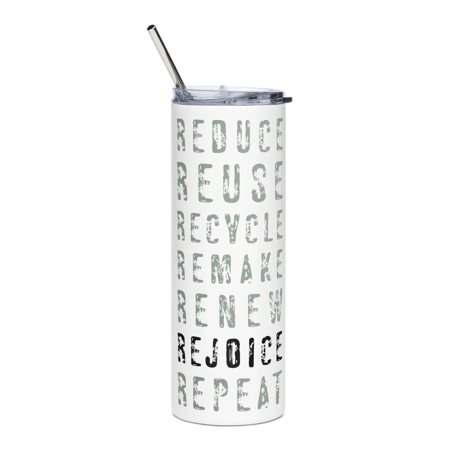 Reduce Reuse Recycle Eco Friendly Stainless steel tumbler with metal straw Rebel Girl Rampage