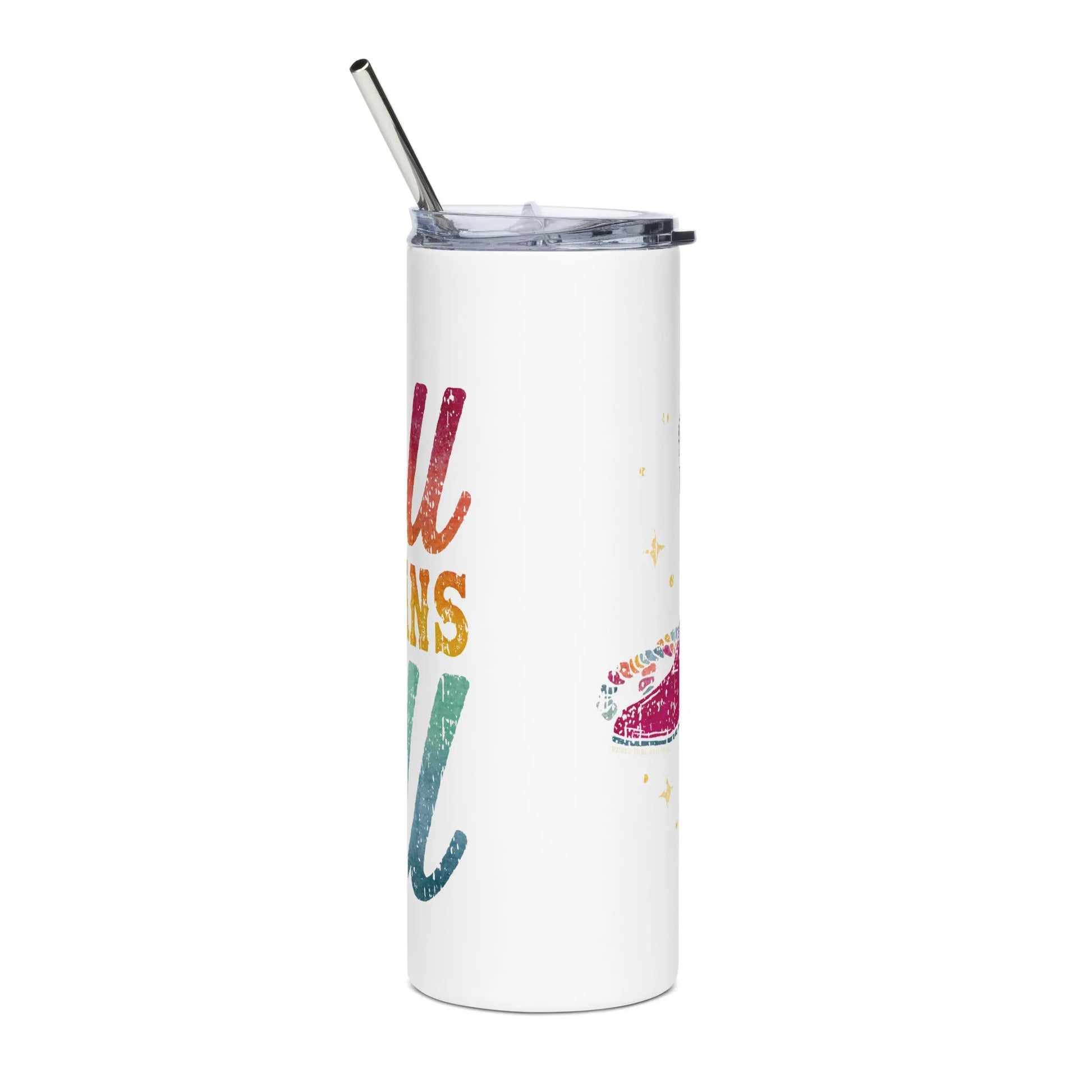 Y’all Means All Rainbow Boots Stainless Steel Tumbler
