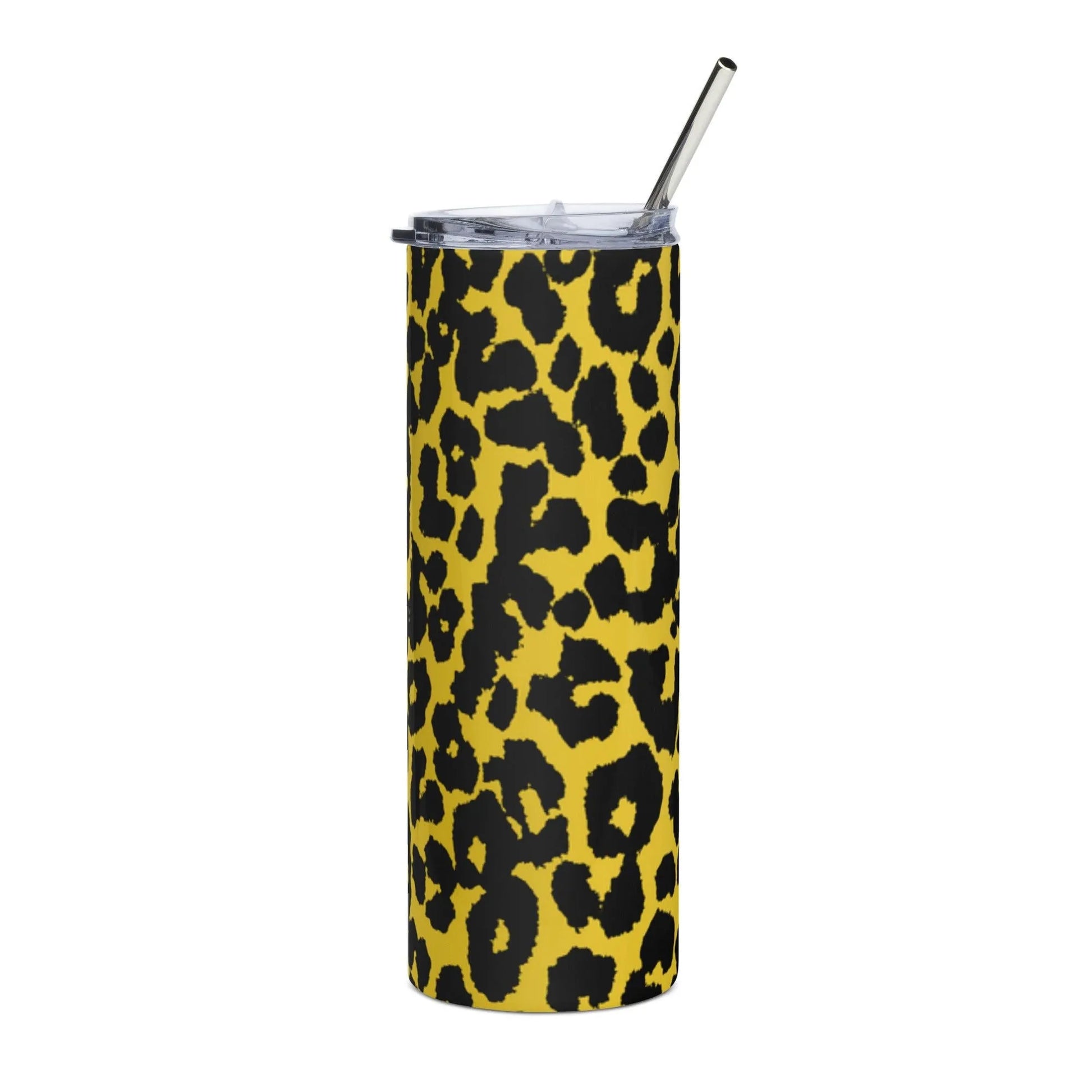 Leopard Print Vintage Retro Stainless Steel Eco Friendly Sustainable Tumbler with metal straw by Rebel Girl Rampage