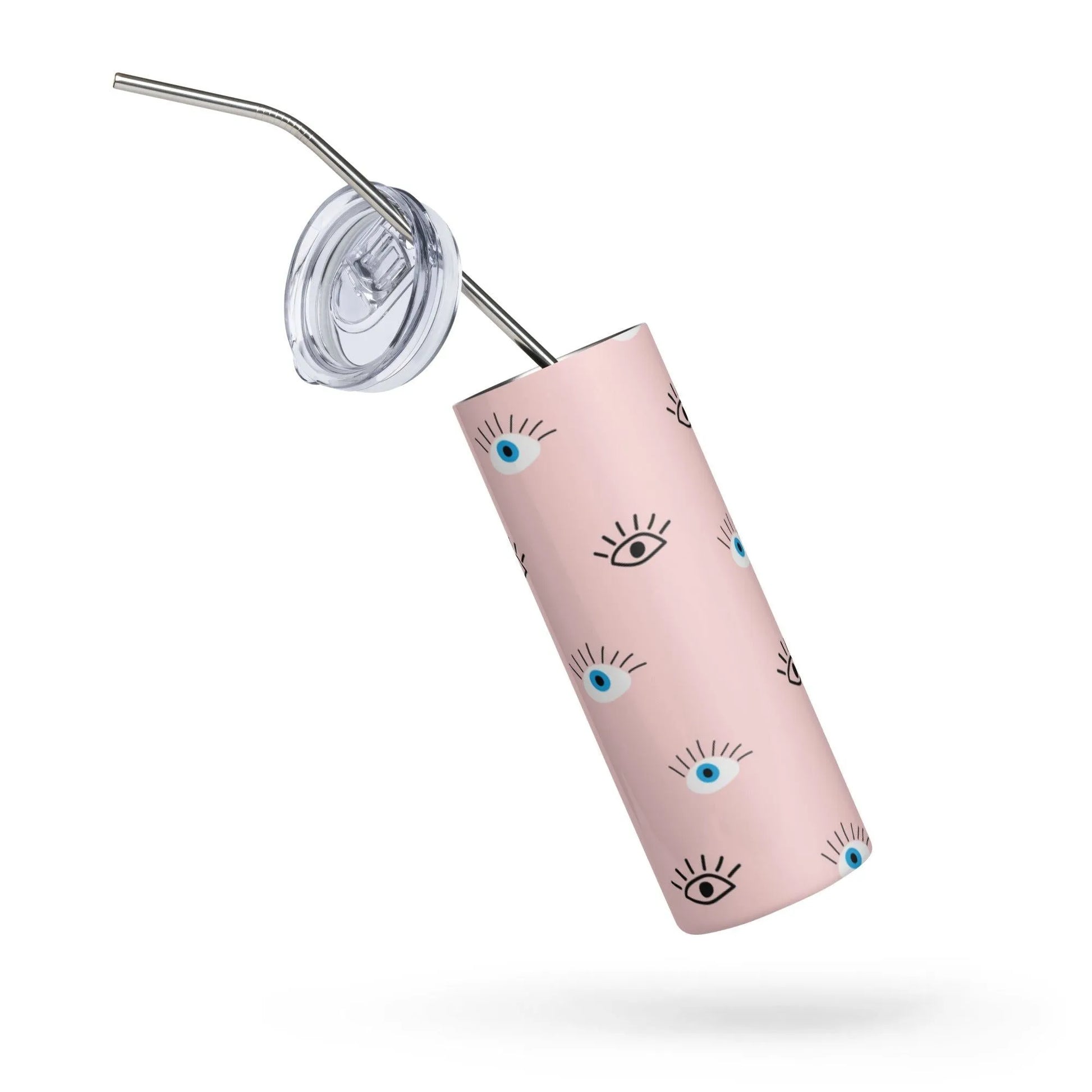 Evil Eye Protection stainless steel eco friendly reusable earth conscious tumbler with metal straw Rebel Girl Rampage