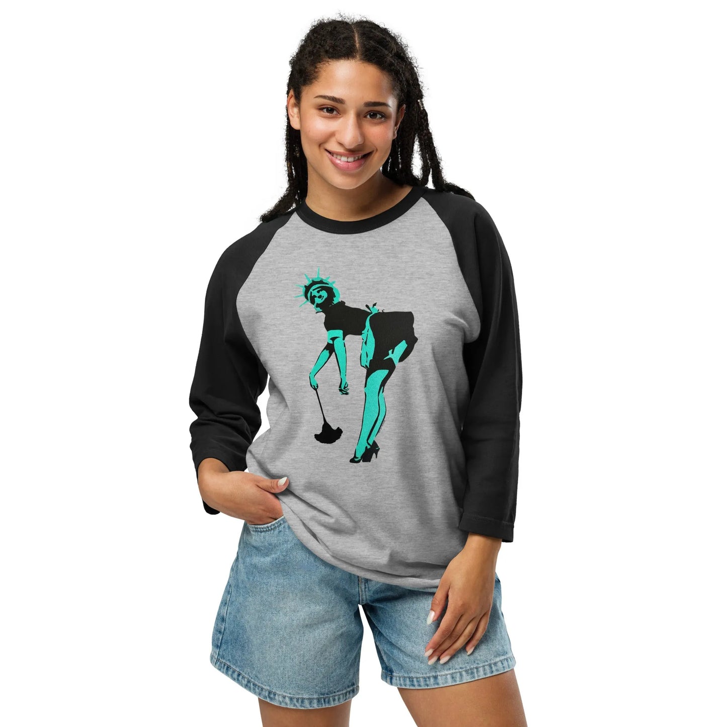 Lady Liberty Raglan, Hoodies, Shirts & Tops, Designs by Countfunkula, Shirts & Tops, Rebel Girl Rampage