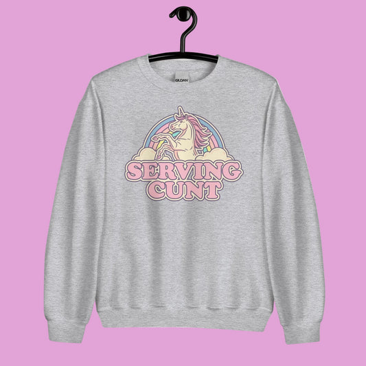 Serving C Unicorn Unisex Sweatshirt, sassy, aunty, fun, bold, attitude, no fucks given, Anne Lesniak, Rebel Girl Rampage