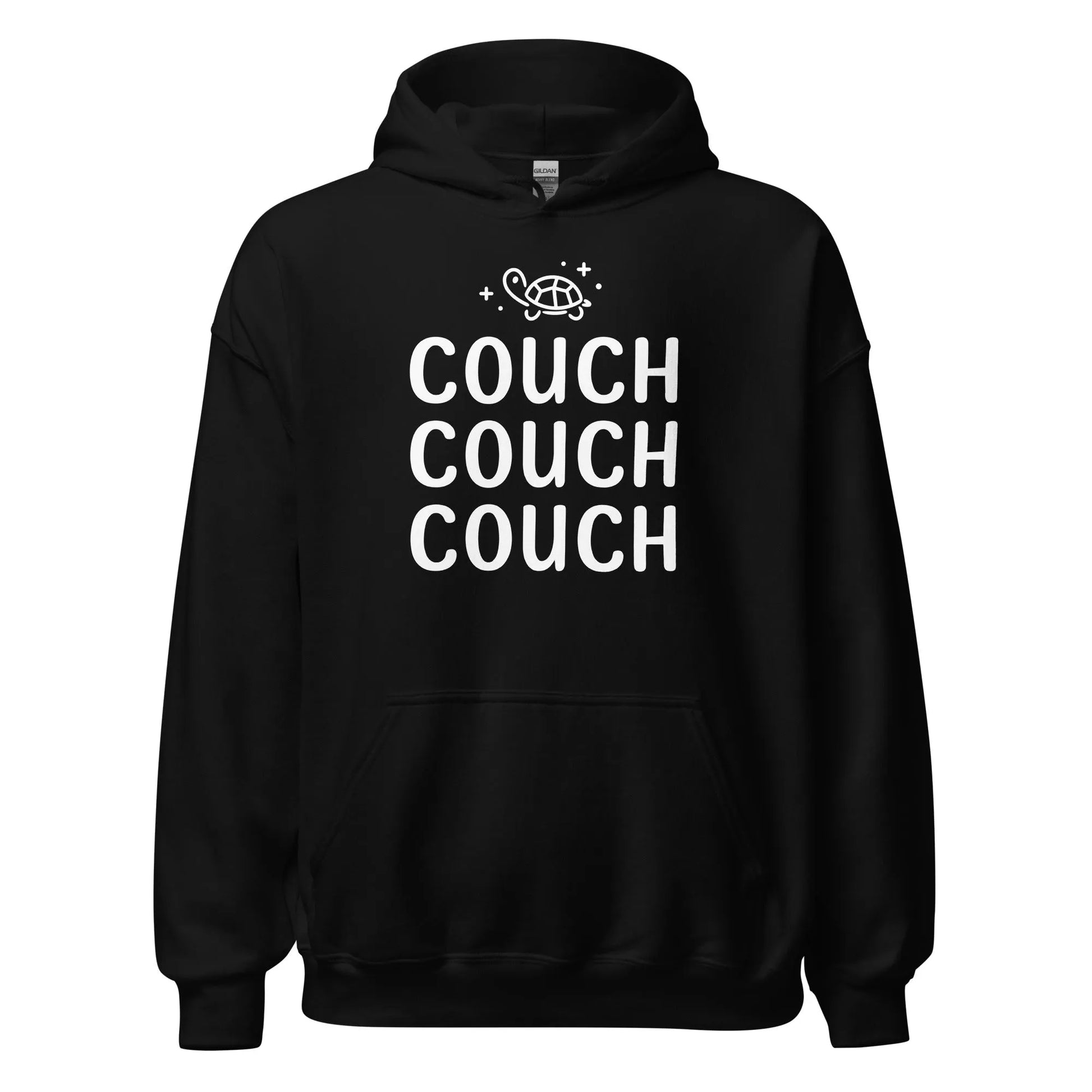 COUCH COUCH COUCH Unisex Black Hoodie with a cute Kpop sparkly turtle graphic on the front, Rebel Girl Rampage