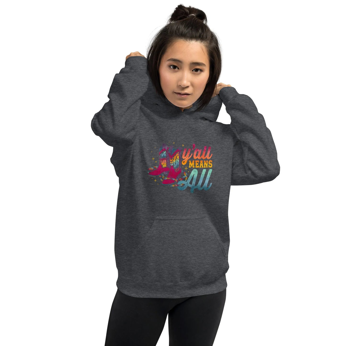 Y’all Means All Rainbow Boots Unisex Hoodie