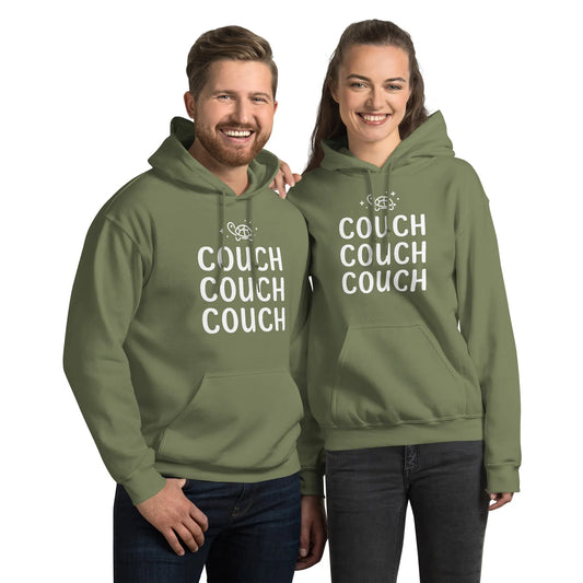 COUCH COUCH COUCH Unisex Green Hoodie with a cute Kpop sparkly turtle graphic on the front, Rebel Girl Rampage