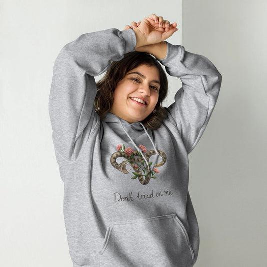 DOn’t Tread On Me Uterus with Flowers unisex feminist pro choice women’s rights hoodie Rattlesnakes ad Roses abortion rights sweatshirt Rebel Girl Rampage