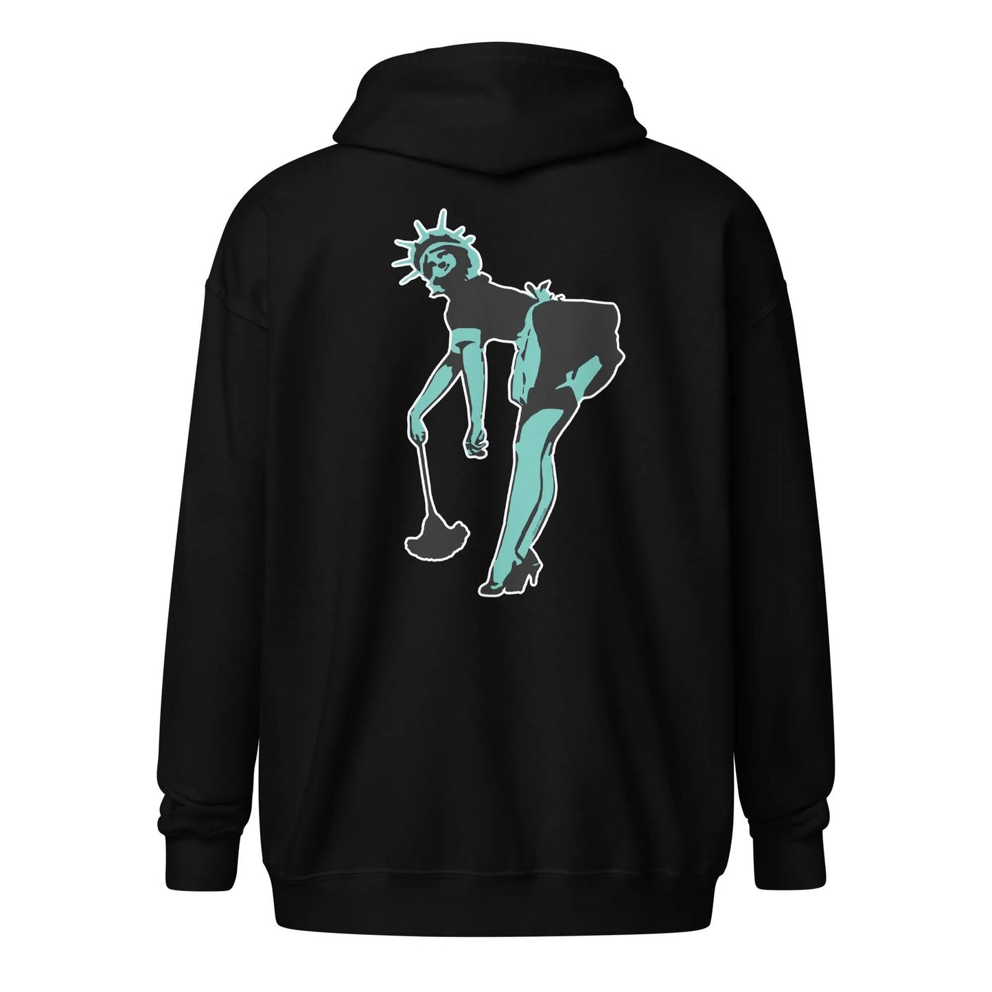 Lady Liberty Graffiti Stencil Art Heavy Statue of Liberty Zip Hoodie Rebel Girl Rampage