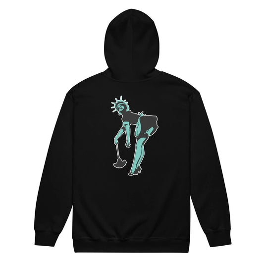 Lady Liberty Graffiti Stencil Art Heavy Statue of Liberty Zip Hoodie Rebel Girl Rampage
