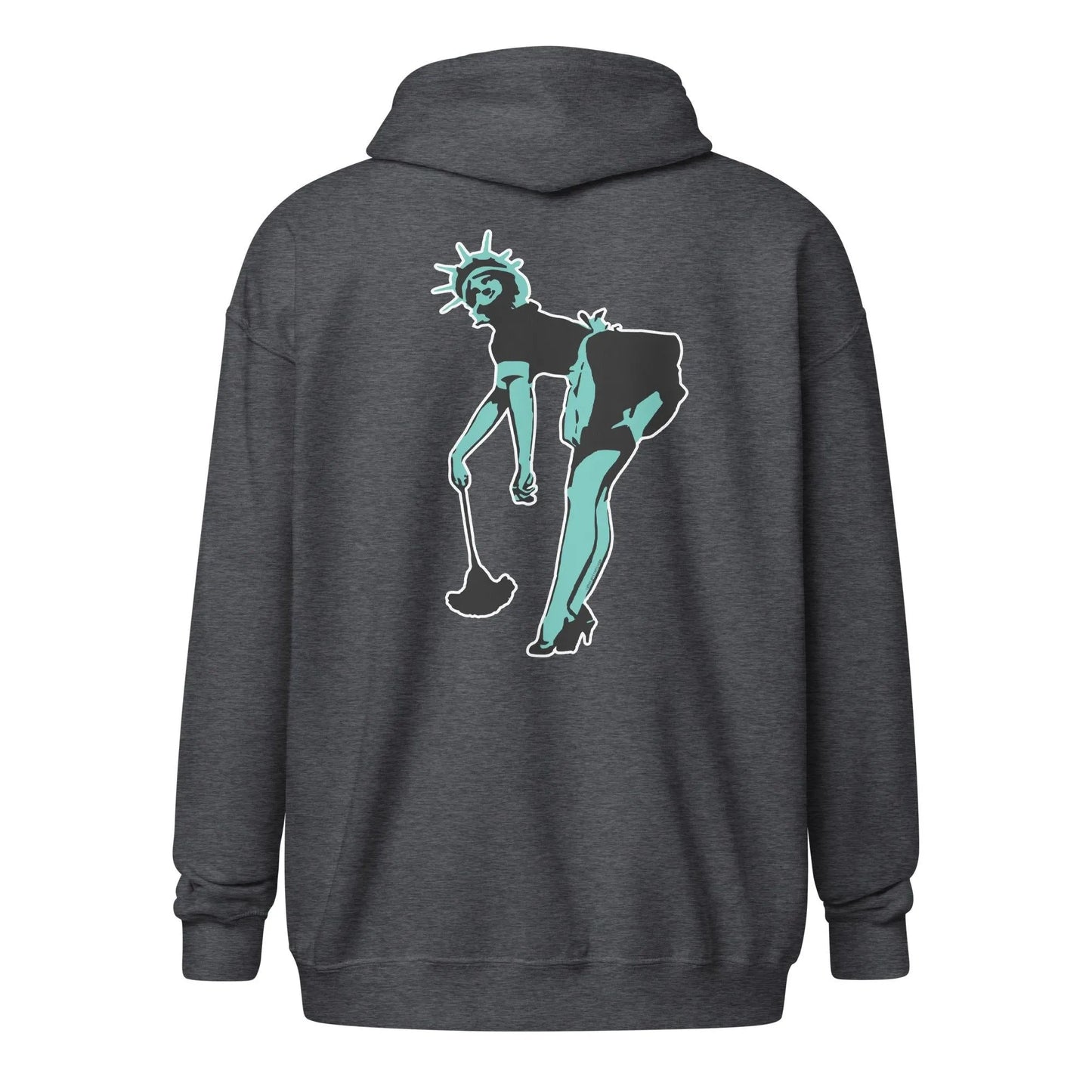 Lady Liberty Graffiti Stencil Art Heavy Statue of Liberty Zip Hoodie Rebel Girl Rampage