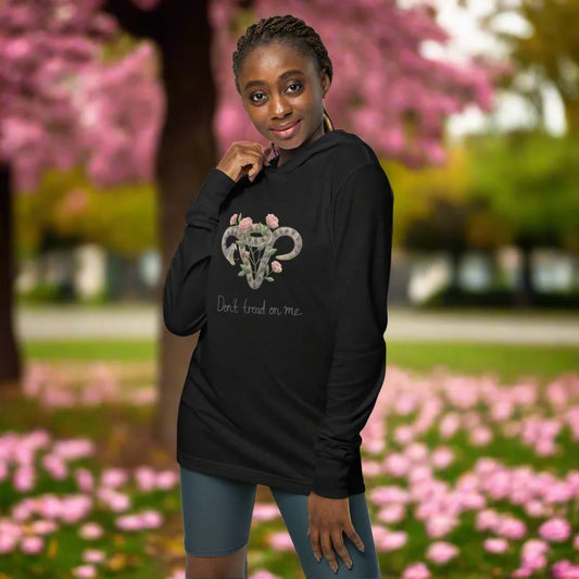 Don’t Tread On Me Uterus with Flowers Rattlesnakes and Roses Texas women’s reproductive abortion rights hooded long sleeve t -shirt Rebel Girl Rampage