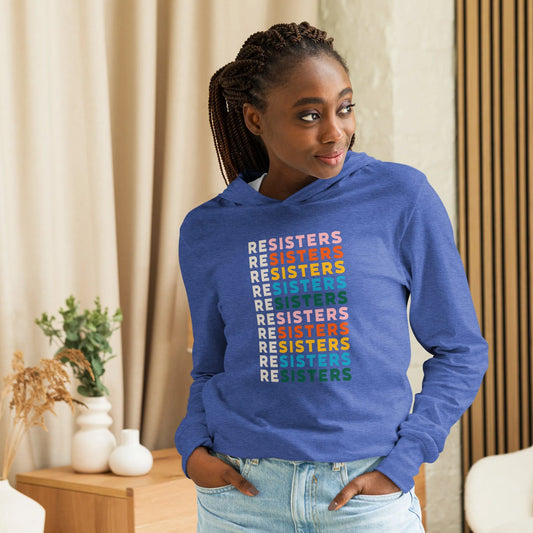 reSisters Long Sleeve Hoodie Unisex T-shirt, Feminist, Rainbow, Women’s Rights, Anne Lesniak, Rebel Girl Rampage