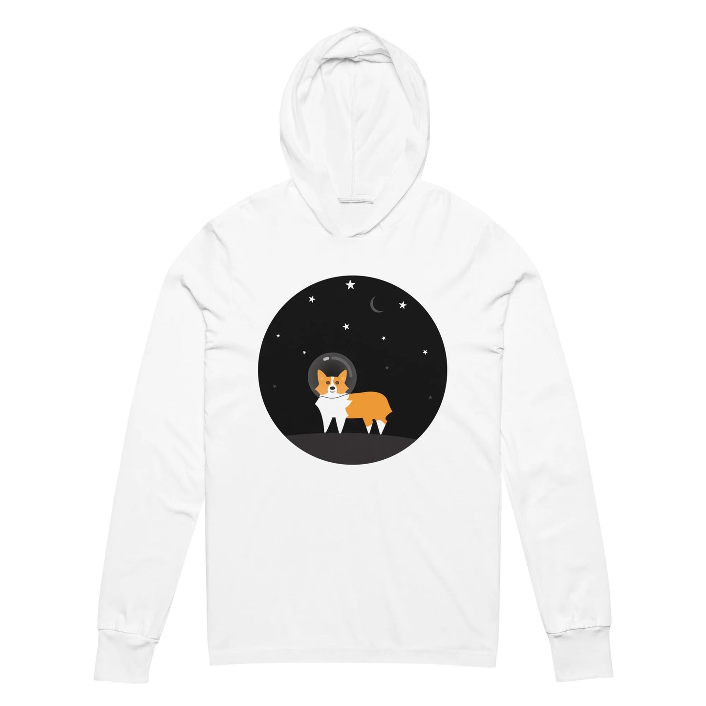 Astro Space Corgi Hooded Long Sleeve Unisex T-Shirt, Rebel Girl Rampage