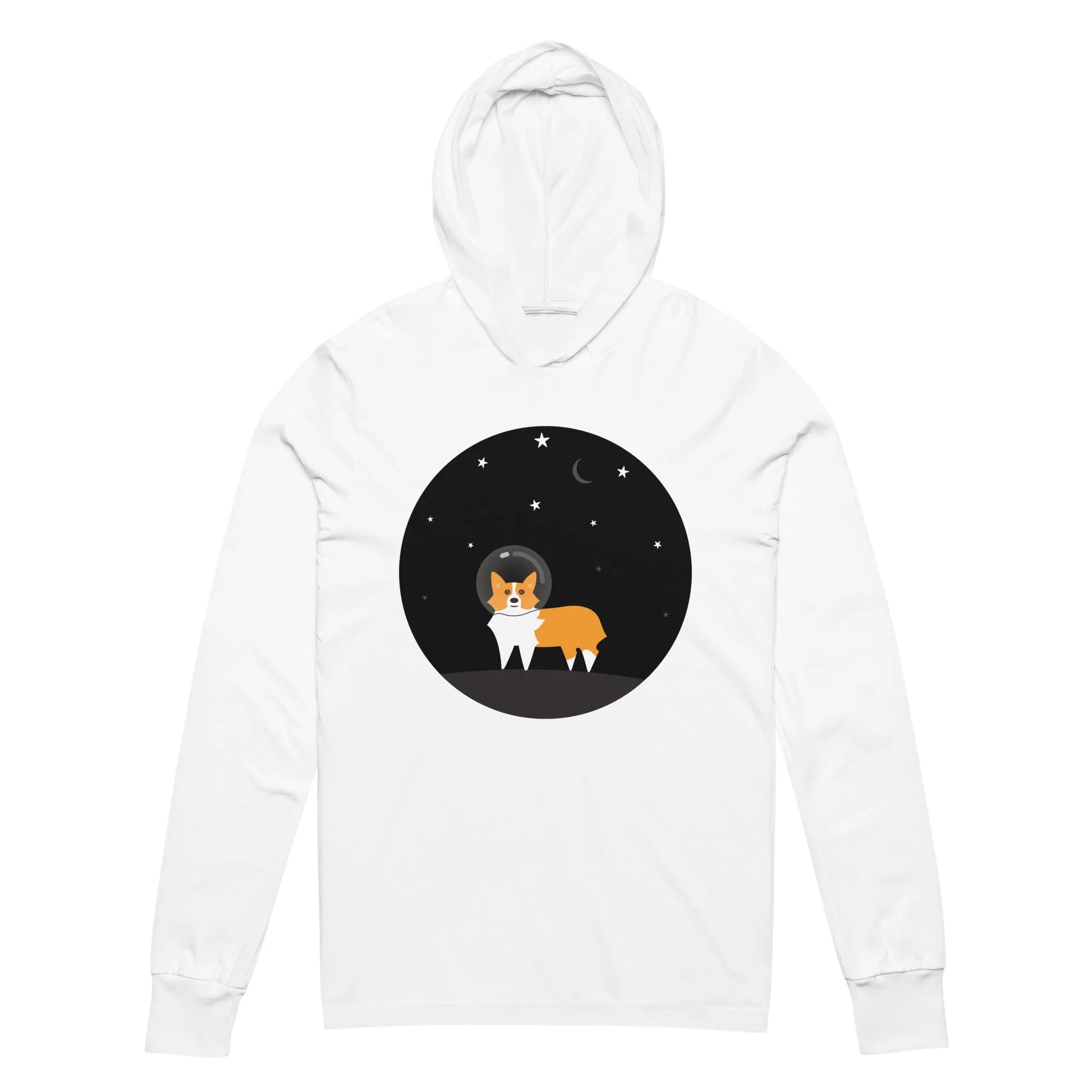 Astro Space Corgi Hooded Long Sleeve Unisex T-Shirt, Rebel Girl Rampage