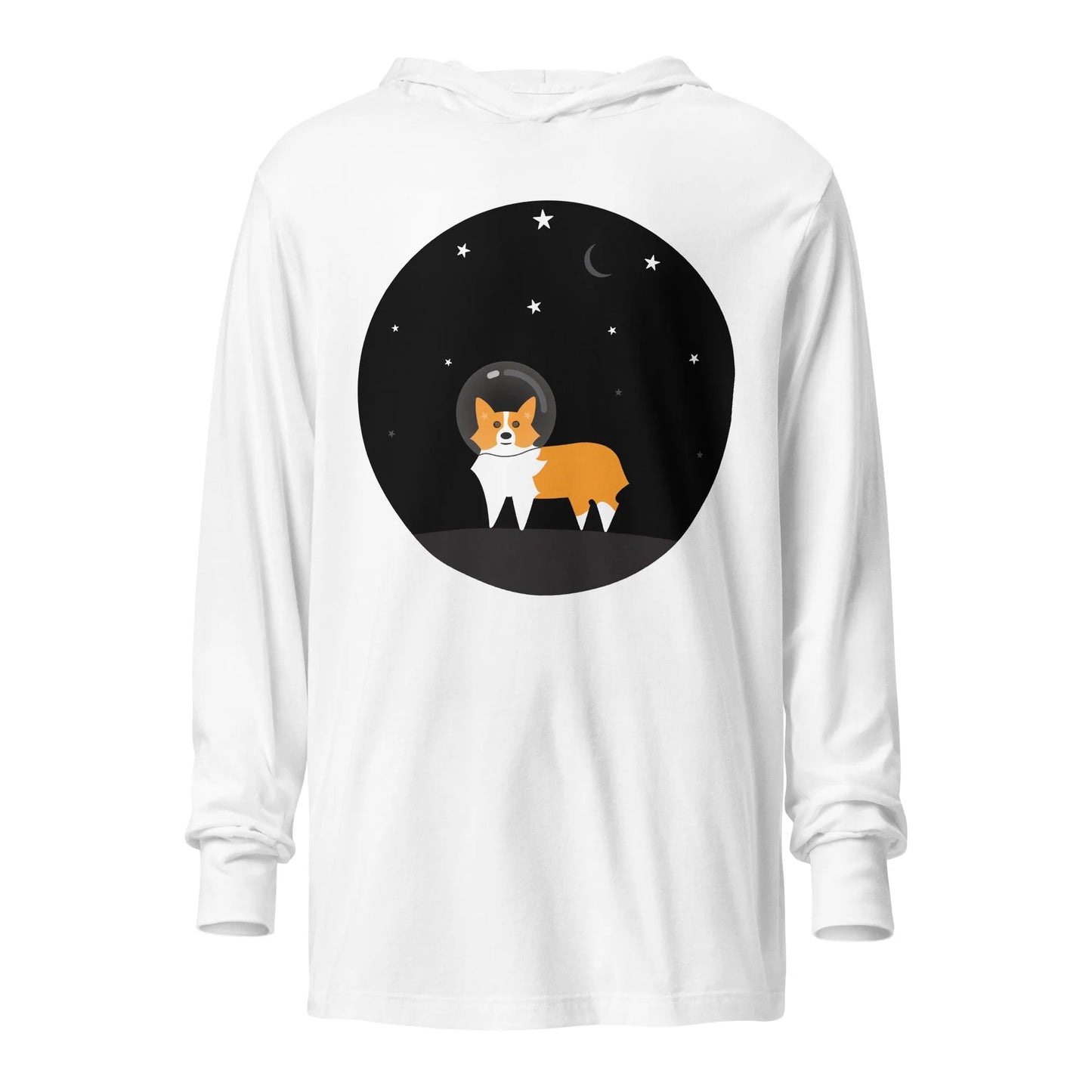 Astro Space Corgi Hooded Long Sleeve Unisex T-Shirt, Rebel Girl Rampage
